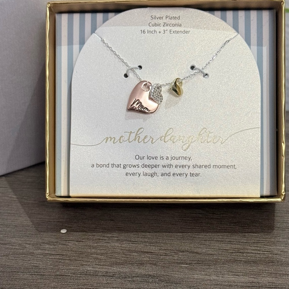 Mother Daughter Silver and Gold Necklace Set